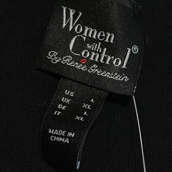 WOMEN WITH CONTROL NWOT Finespun Jersey Tummy Control Midi Dress Black Large - Picture 5 of 8